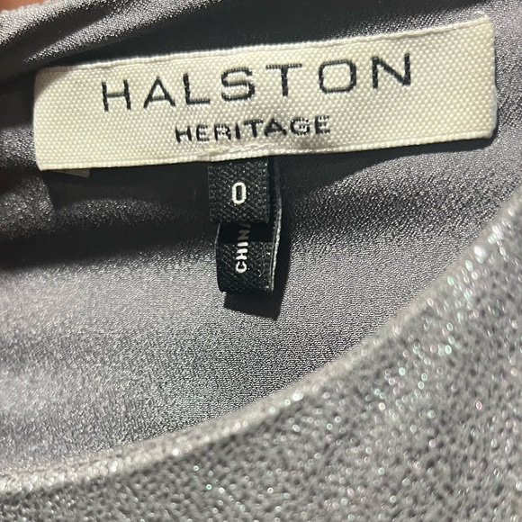 Halston Heritage Gunmetal Fringe Dress Gown, Grey/Silver/Metallic - Picture 5 of 9